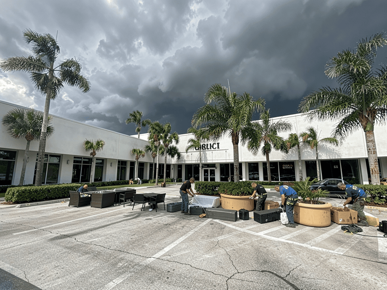 Well maintained commercial landscape in South Florida designed for hurricane season