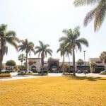 South Florida commercial landscaping at a retail center prepared for summer heat